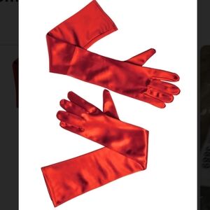 Happy Hippo Red Satin Long Gloves